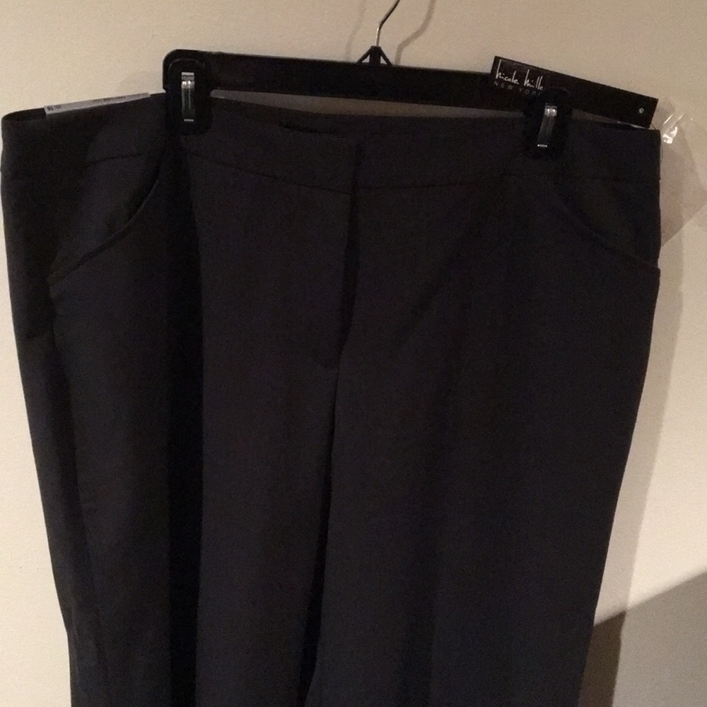NWT Nicole Miller dk charcoal Easy Care Pant sz 18